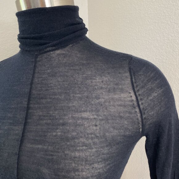 Thakoon Womens XS Black Extra Fine Wool Blend Turtleneck Sweater Lightweight - Picture 3 of 8